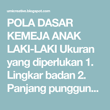  Pola Dasar Kemeja Anak Laki Laki Ukuran Yang Diperlukan 1 Lingkar Badan 2 Panjang Punggung 3 Lingkar Leher 4 Lebar Bahu 5 Lebar Dada Baju Anak Anak Kemeja