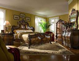 Aico Furniture Palais Royale 11 Piece Eastern King Panel Bedroom Set In Rococo Cognac 71000ek 35 11set King Bedroom Sets Bedroom Design Classic Bedroom