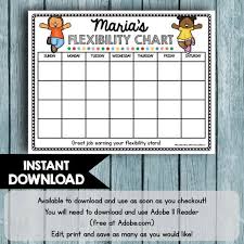 Flexibility Chart Editable Instant Download Autistic Autism Spectrum Behavior Chart Incentive Sticker Printable Asperger