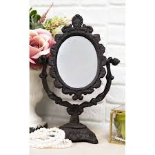 The matte black finish really stands out making any wall look incredible! Cast Iron Rustic Vintage Heirloom Style Small Tabletop Oval Vanity Mirror Decor Walmart Com Walmart Com