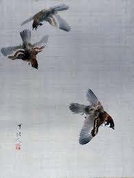 Watanabe Seitei Sparrows Flying Art Print By Pdgraphics Japanese Bird Japanese Ink Painting Poster Prints