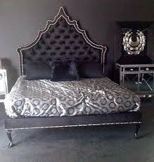 4091 Velvet Victorian Gothic Bed Tufted Headboard In Black Gothic Bed Victorian Bedroom Bed Furniture