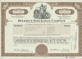 A share certificate is issued by a company evidencing that a person named in such certificate is the owner of the shares of company. Reliance Insurance Company Stock Certificate Share 4 99 Picclick