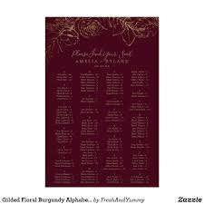 Gilded Floral Burgundy Alphabetical Seating Chart Zazzle