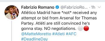Jun 17, 2021 · fabrizio romano has confirmed that aston villa. Fabrizio Romano On Twitter Thomas Partey Is Now Flying To London Atletico Madrid Board Have Received The Notification 1 Hour Ago From Arsenal For Thomas Afc Are Set To Trigger The Release