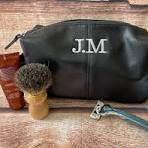 Personalised Leather-Look Wash Bag, Embroidered Monogram Travel Toiletry Bag