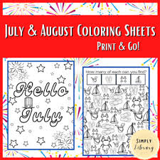 Free printable dot marker coloring pages help children learn more about letters.this set includes cute images of food & drink, one for each letter of the alphabet.there are a total of 26 images. August Coloring Worksheets Teaching Resources Tpt