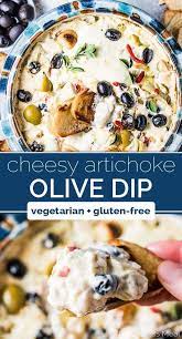 Cheesy Roasted Garlic Artichoke Olive Dip Recipe Olive Dip Yummy Appetizers Food