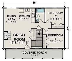 Ranch Home Plan 864 Sq Ft 1 8 1 4 Scale Floor Plan Style Open Concept Porch Small Cottage Plans Garage House Plans Log Home Floor Plans