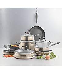 They're primarily sold through macy's, the iconic department store. Belgique Nonstick Aluminum Champagne 12 Pc Cookware Set Created For Macy S Reviews Cookware Sets Macy S