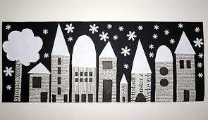 Stadt Aus Zeitungspapier Winter Winter Kunstprojekte Weihnachtskunst Winterkunst