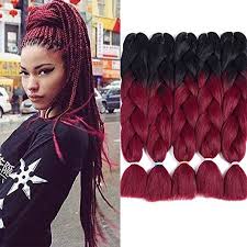 Ombre Black And Burgundy Braids Two Tone Ombre Jumbo Braid Hair Extension For Braids Black To Burgundy 24 5 Pcs Lot Kanekalon Jumbo Box Brai Jumbo Braiding Hair Ombre Hair Extensions Braids