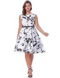 Grace Karin Dresses Grace Karin Plus Size Retro Vintage Sleeveless Boat Neck Cotton Tea Dress Cl6086