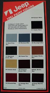 1981 Jeep Paint Chip Colors Oringinal Card