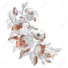 5 out of 5 stars. Bouquet Of Flowers Drawn Ink And Rose Gold Figure Black Lines Royalty Free Cliparts Vectors And Stock Illustration Image 146196338