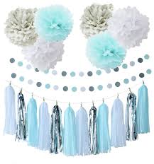 This blue baby carriages are perfect for the baby shower occasion. Buy First Birthday Boy Decorations Baby Blue White Grey Baby Boy First Birthday Party Decorations Tissue Paper Pom Pom Tassel Garland Circle Garland For Elephant Baby Shower Decorations Boy In Cheap Price