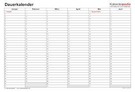 Blanko tabellen zum ausdruckenm : Dauerkalender Immerwahrender Kalender Fur Excel Zum Ausdrucken