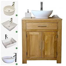 Free Standing Solid Oak Vanity Unit With Basin C Amazon Co Uk Kitchen Home Oak Vanity Unit Basin Vanity Unit Sink Vanity Unit