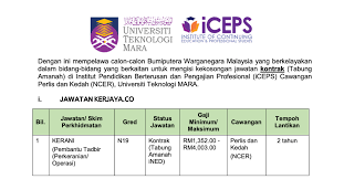 Universiti teknologi mara (uitm) cawangan pahang jawatan kosong terkini yang diiklankan : Jawatan Kosong Terkini Kerani N19 Di Institut Pendidikan Berterusan Dan Pengajian Profesional Iceps Uitm Kerja Kosong Kerajaan Swasta