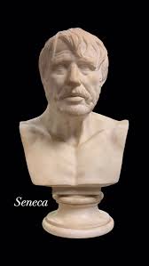 19th century marble bust after the ancient unearthed in 1754 at the Villa  of the Papyri in Herculaneum. Initially thought to be a portrait of Seneca  the Younger, a renowned Roman Stoic modern ...