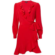 Intermix Aviana Wrap Dress 325 Liked On Polyvore Featuring Dresses Red Wrap Dress Red Wrap Dress Mini Dress With Sleeves Intermix Dress Red Wrap Dress