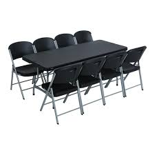 Lifetime 9 Piece Black Stackable Folding Table Set 80439 The Home Depot Bench Table And Chairs Bench Table Lifetime Tables