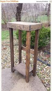 Primitive Rustic Small Dark Walnut Stained Tall Skinny Sofa Etsy In 2020 Rustic Furniture Diy Rustic Plant Stand Plant Stand