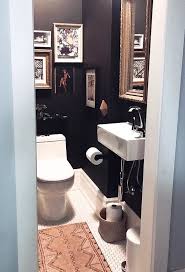 Tiny Powder Room Gets A Moody Boho Makeover In 2020 Tiny Powder Rooms Powder Room Decor Small Toilet Room