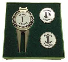 Deluxe Personalized Divot Tool Hat Clip Golf Ball Marker Set Pewter Markers Set Ball Markers Golf Christmas Gifts