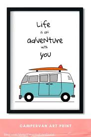 Retro Volkswagen Bus Print Life Is An Adventure With You Word Quote Printable Vw Van Print R