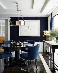 10 Gorgeous Black Dining Tables For Your Modern Dining Room Dining Room Blue Dark Blue Dining Room Dining Room Navy