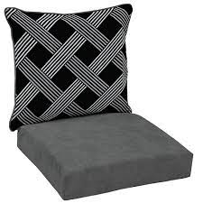 Shop patio furniture sets including chairs, side and bar tables, swings, covers and other accessories from collections curated by top brands such as core collection by arden selections. Hampton Bay 2 Piece Deep Seating Outdoor Lounge Chair Cushion In Black Lattice Pattern The Home Depot Canada