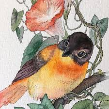 Illustration With Summer Mood Watercolorist Renne Lera Waterblog Akvarel Aquarell Watercolor Flowers Paintings Watercolor Bird Art Painting