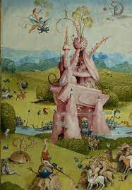 een bokkenrijder detail linksboven in het middenpaneel van de tuin der lusten ca 1485 jeroen bosch tuin der lusten prado schetsboek