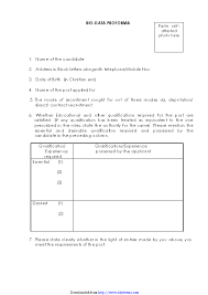 A biodata format for the job includes details that are useful for employers, on the other hand, a biodata format for marriage includes more personal details like caste, gotra, color, and ethnicity. Bio Data Form For Job Pdfsimpli