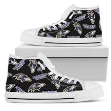 Baltimore Ravens Black And White Script Logo Pattern Baltimore Ravens High Top Shoes Best Funny Store