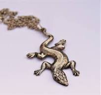 Vintage Lizard Gecko Pendant // Silver Tone Metal Pendant W ...
