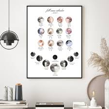 Der vollmond steht im jahr 2021 zwölf mal am himmel. 2021 Vollmond Kalender Drucken Lunar Zodiac Celestial Kalender Poster Aquarell Wand Kunst Leinwand Malerei Bild Home Decor Painting Calligraphy Aliexpress