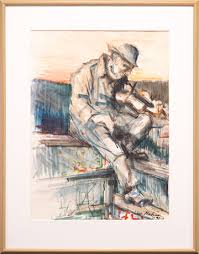 JAN BROWNE. Portrait of Volinist, oil