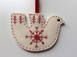 Handmade Felt Christmas Decoration Embroidered Dove 100 Wool Felt Diy Felt Christmas Ornaments Felt Crafts Christmas Felt Christmas Ornaments