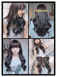 Korean Style Long Curly Girls Full Wig Holiday Party Look Causal Wear Kawaii Hair Adjustable Hairpiece Girlish H Hair Styles Party Hairstyles Kawaii Hairstyles