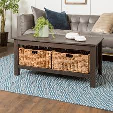 You have searched for coffee table how can i submit a coffee tables with basket storage result to couponxoo? Walker Edison Coffee Table With Wicker Storage Baskets Espresso Bb40mstes Best Buy