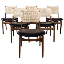 Midcentury Danish Modern Walnut And Cane Dining Chairs Set Of Six Dining Room Chairs Modern Cane Dining Chairs Modern Dining Room Set
