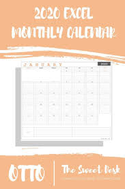 Editable Calendar 2020 Excel Template Printable Minimalist Etsy Excel Calendar Excel Calendar Template Weekly Planner Template