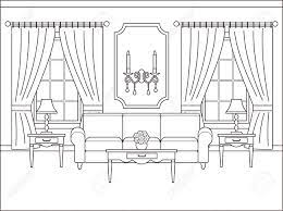 This contains fan art of cartoon network's upcoming show, villainous. Room Interior Vector Linear Living Room With Window Coloring Royalty Free Cliparts Vectors And Stock Illustration Image 95584283