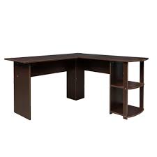 Fch Office L Shaped Computer Desk Corner Laptop Pc Table Bookshelves Dark Brown Ebay