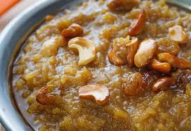 Sweet Pongal (Sakkarai Pongal), South Indian traditional sweet rice dish garnished with cashews