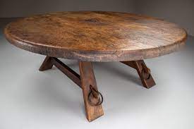 Antique style louis xv oval server table in cherry wood with floral hand carving on fluted legs. Strong Oak Brutalist Round Coffee Table France 1950s Mid 20th Century Davidowski Recent Added Items European Antiques Decorative