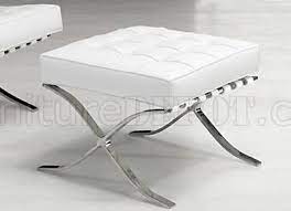 The pouf features a floral stitch pattern all the way. Modern White Button Tufted Full Leather Ottoman