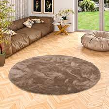 5 (1) fleckerlteppich arlberg braun 80 cm x 150 cm. Luxus Hochflor Shaggy Teppich Velvet Braun Rund